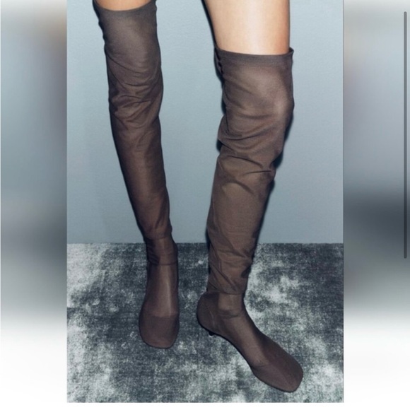 Zara mesh over the knee boots size 8 worn once - Picture 3 of 6